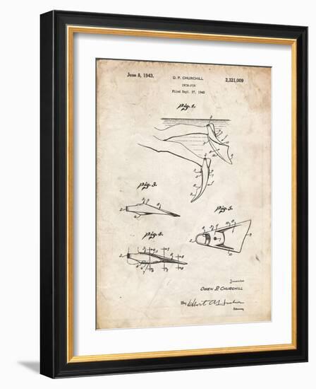 PP1079-Vintage Parchment Swim Fins Patent Poster-Cole Borders-Framed Giclee Print