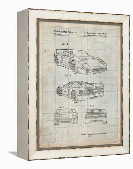 PP108-Antique Grid Parchment Ferrari 1990 F40 Patent Poster-Cole Borders-Framed Premier Image Canvas
