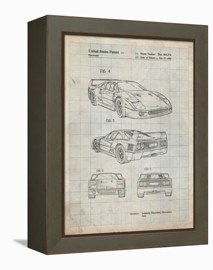 PP108-Antique Grid Parchment Ferrari 1990 F40 Patent Poster-Cole Borders-Framed Premier Image Canvas