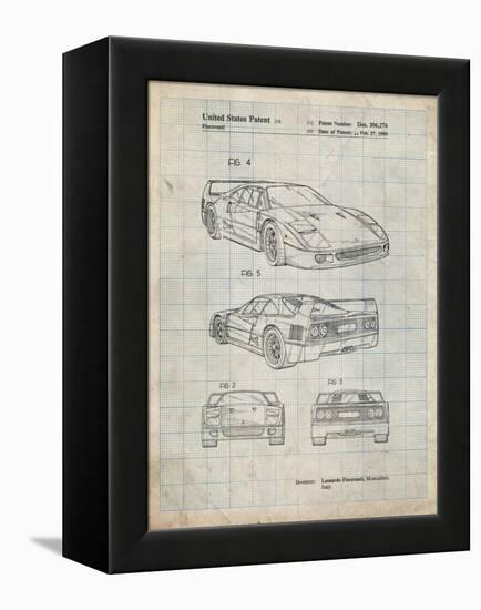 PP108-Antique Grid Parchment Ferrari 1990 F40 Patent Poster-Cole Borders-Framed Premier Image Canvas