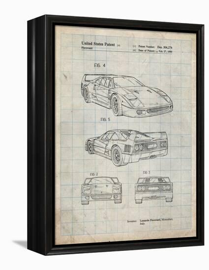 PP108-Antique Grid Parchment Ferrari 1990 F40 Patent Poster-Cole Borders-Framed Premier Image Canvas