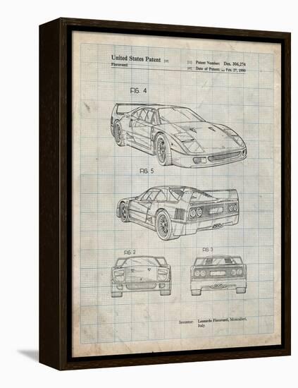 PP108-Antique Grid Parchment Ferrari 1990 F40 Patent Poster-Cole Borders-Framed Premier Image Canvas