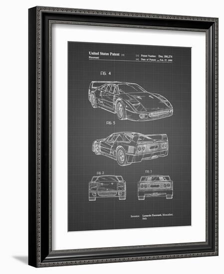 PP108-Black Grid Ferrari 1990 F40 Patent Poster-Cole Borders-Framed Giclee Print