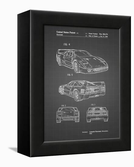 PP108-Black Grid Ferrari 1990 F40 Patent Poster-Cole Borders-Framed Premier Image Canvas