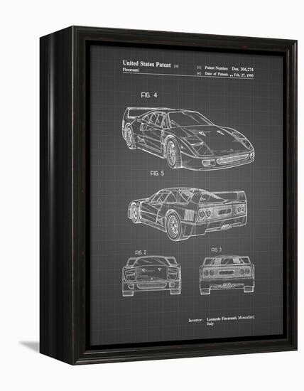 PP108-Black Grid Ferrari 1990 F40 Patent Poster-Cole Borders-Framed Premier Image Canvas