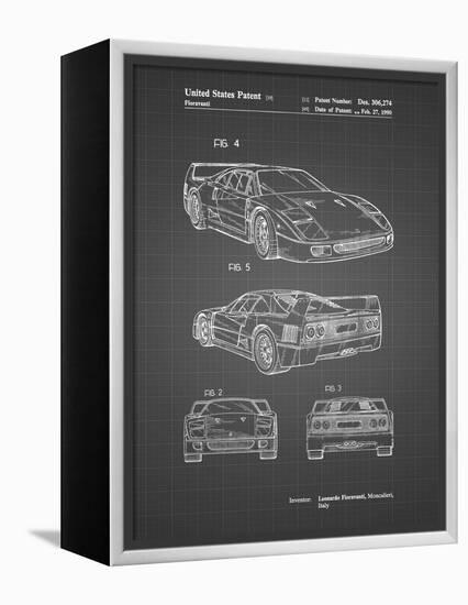 PP108-Black Grid Ferrari 1990 F40 Patent Poster-Cole Borders-Framed Premier Image Canvas