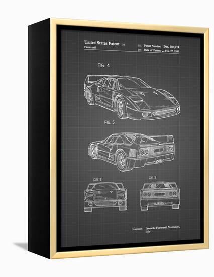 PP108-Black Grid Ferrari 1990 F40 Patent Poster-Cole Borders-Framed Premier Image Canvas