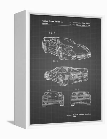 PP108-Black Grid Ferrari 1990 F40 Patent Poster-Cole Borders-Framed Premier Image Canvas