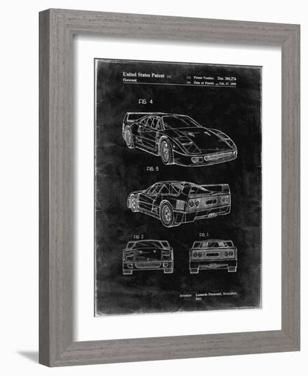 PP108-Black Grunge Ferrari 1990 F40 Patent Poster-Cole Borders-Framed Giclee Print