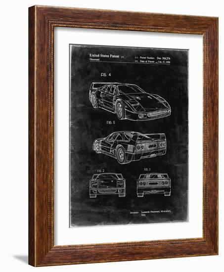 PP108-Black Grunge Ferrari 1990 F40 Patent Poster-Cole Borders-Framed Giclee Print