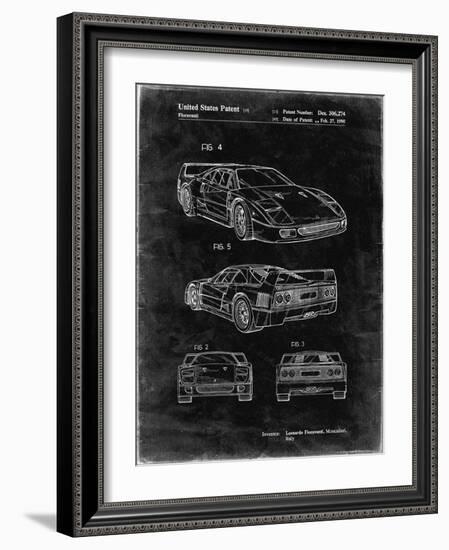 PP108-Black Grunge Ferrari 1990 F40 Patent Poster-Cole Borders-Framed Giclee Print