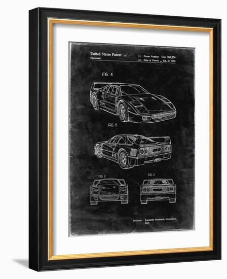 PP108-Black Grunge Ferrari 1990 F40 Patent Poster-Cole Borders-Framed Giclee Print