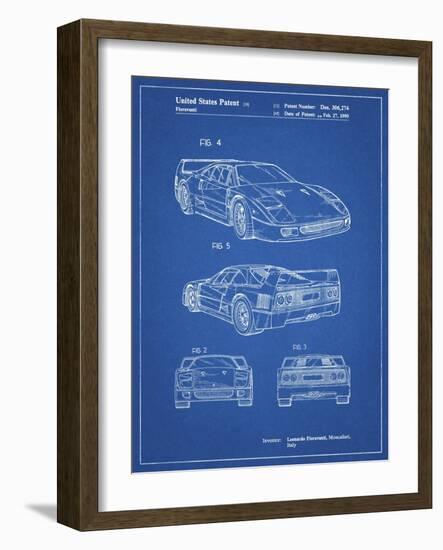 PP108-Blueprint Ferrari 1990 F40 Patent Poster-Cole Borders-Framed Giclee Print