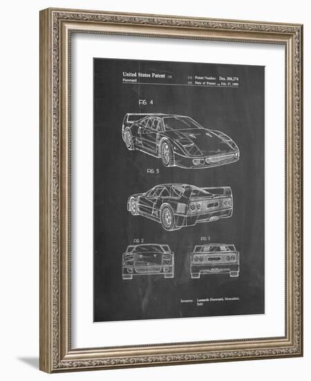 PP108-Chalkboard Ferrari 1990 F40 Patent Poster-Cole Borders-Framed Giclee Print