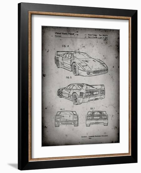 PP108-Faded Grey Ferrari 1990 F40 Patent Poster-Cole Borders-Framed Giclee Print