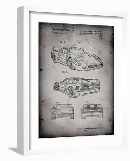 PP108-Faded Grey Ferrari 1990 F40 Patent Poster-Cole Borders-Framed Giclee Print