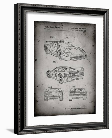 PP108-Faded Grey Ferrari 1990 F40 Patent Poster-Cole Borders-Framed Giclee Print