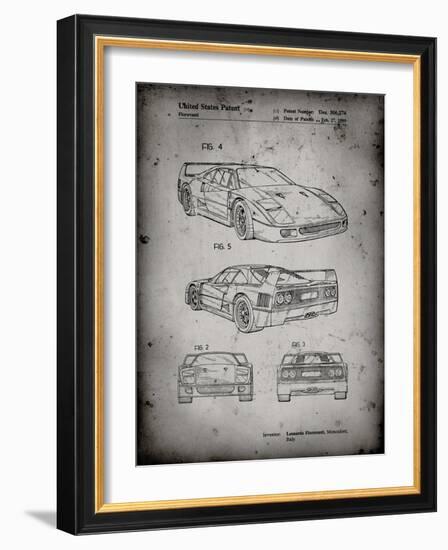 PP108-Faded Grey Ferrari 1990 F40 Patent Poster-Cole Borders-Framed Giclee Print