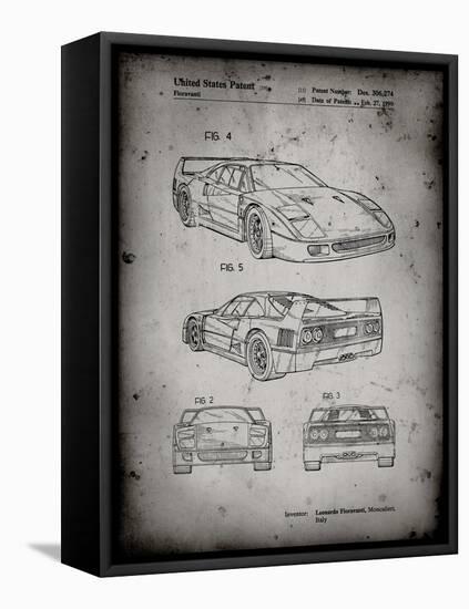 PP108-Faded Grey Ferrari 1990 F40 Patent Poster-Cole Borders-Framed Premier Image Canvas