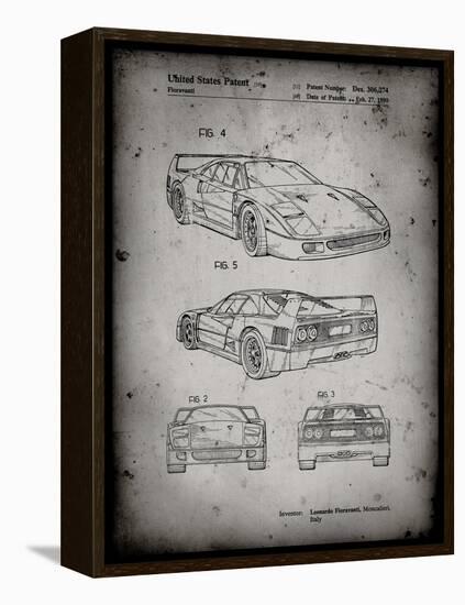 PP108-Faded Grey Ferrari 1990 F40 Patent Poster-Cole Borders-Framed Premier Image Canvas