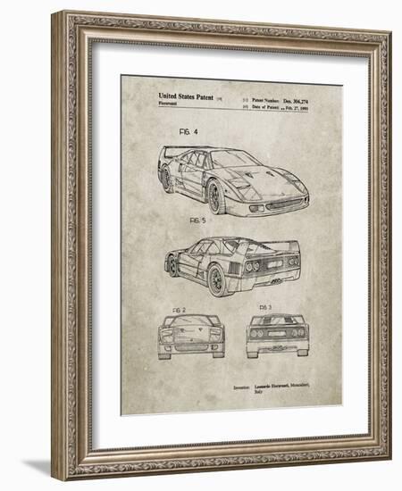 PP108-Sandstone Ferrari 1990 F40 Patent Poster-Cole Borders-Framed Giclee Print