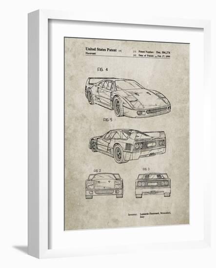 PP108-Sandstone Ferrari 1990 F40 Patent Poster-Cole Borders-Framed Giclee Print