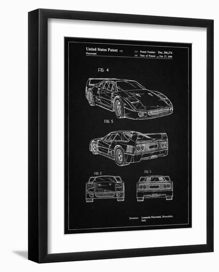 PP108-Vintage Black Ferrari 1990 F40 Patent Poster-Cole Borders-Framed Giclee Print