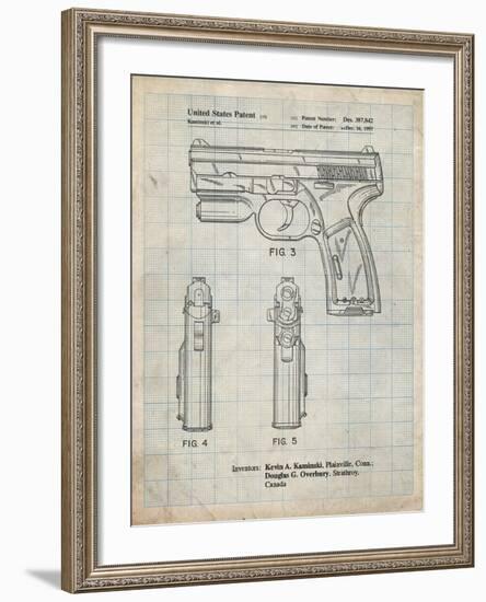 PP1081-Antique Grid Parchment T 1000 Laser Pistol Patent Poster-Cole Borders-Framed Giclee Print