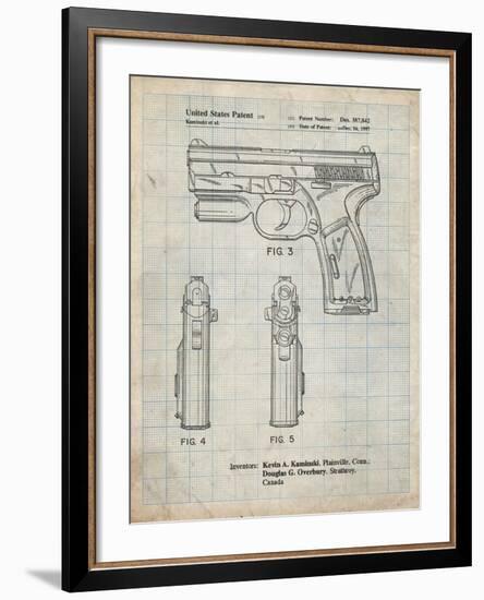 PP1081-Antique Grid Parchment T 1000 Laser Pistol Patent Poster-Cole Borders-Framed Giclee Print