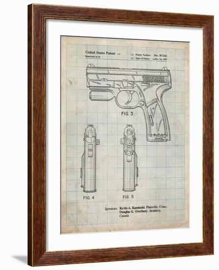 PP1081-Antique Grid Parchment T 1000 Laser Pistol Patent Poster-Cole Borders-Framed Giclee Print