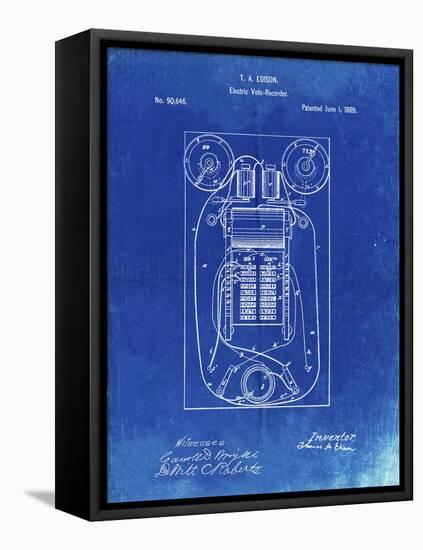 PP1083-Faded Blueprint T. A. Edison Vote Recorder Patent Poster-Cole Borders-Framed Premier Image Canvas