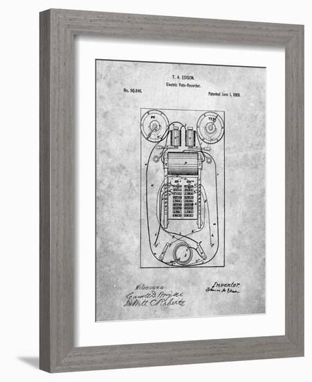 PP1083-Slate T. A. Edison Vote Recorder Patent Poster-Cole Borders-Framed Giclee Print