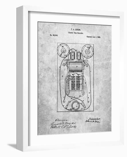 PP1083-Slate T. A. Edison Vote Recorder Patent Poster-Cole Borders-Framed Giclee Print