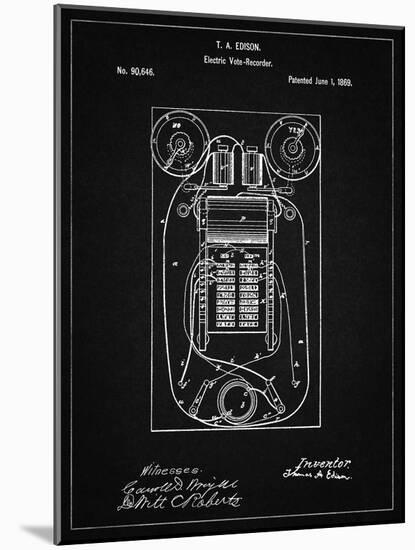 PP1083-Vintage Black T. A. Edison Vote Recorder Patent Poster-Cole Borders-Mounted Giclee Print
