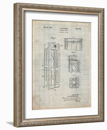 PP1088-Antique Grid Parchment Telephone Booth Patent Poster-Cole Borders-Framed Giclee Print