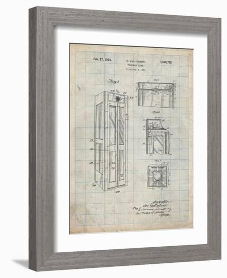 PP1088-Antique Grid Parchment Telephone Booth Patent Poster-Cole Borders-Framed Giclee Print
