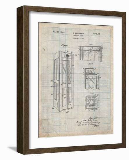 PP1088-Antique Grid Parchment Telephone Booth Patent Poster-Cole Borders-Framed Giclee Print