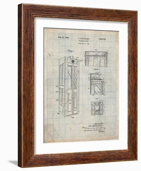 PP1088-Antique Grid Parchment Telephone Booth Patent Poster-Cole Borders-Framed Giclee Print