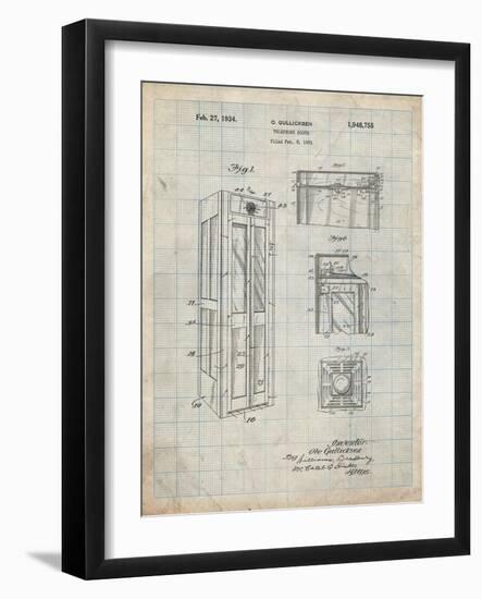 PP1088-Antique Grid Parchment Telephone Booth Patent Poster-Cole Borders-Framed Giclee Print