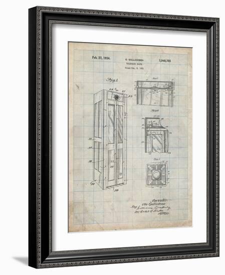 PP1088-Antique Grid Parchment Telephone Booth Patent Poster-Cole Borders-Framed Giclee Print