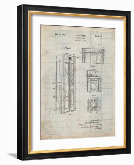 PP1088-Antique Grid Parchment Telephone Booth Patent Poster-Cole Borders-Framed Giclee Print