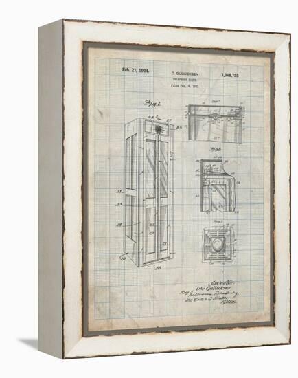 PP1088-Antique Grid Parchment Telephone Booth Patent Poster-Cole Borders-Framed Premier Image Canvas