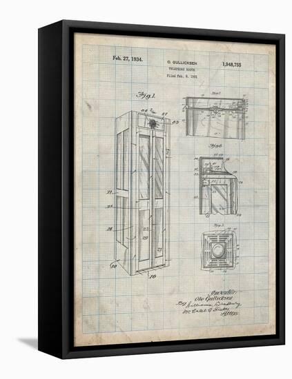 PP1088-Antique Grid Parchment Telephone Booth Patent Poster-Cole Borders-Framed Premier Image Canvas