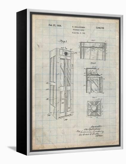 PP1088-Antique Grid Parchment Telephone Booth Patent Poster-Cole Borders-Framed Premier Image Canvas