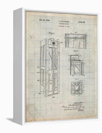 PP1088-Antique Grid Parchment Telephone Booth Patent Poster-Cole Borders-Framed Premier Image Canvas