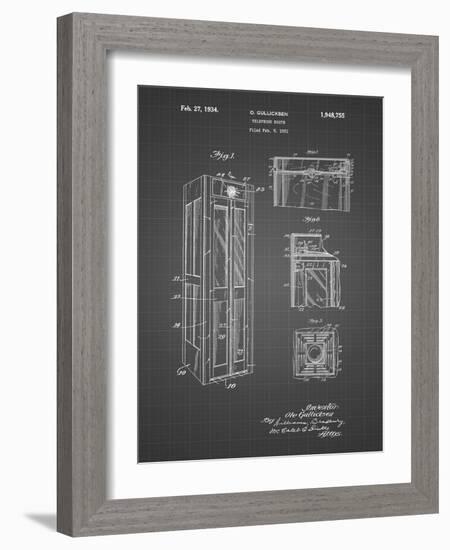 PP1088-Black Grid Telephone Booth Patent Poster-Cole Borders-Framed Giclee Print