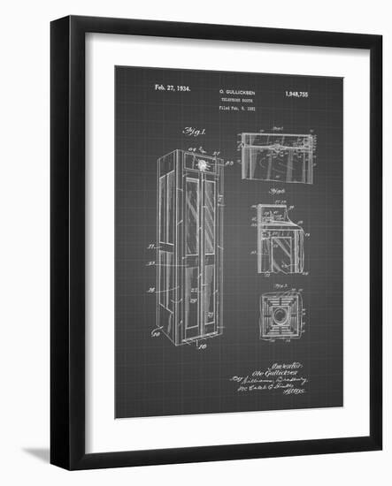 PP1088-Black Grid Telephone Booth Patent Poster-Cole Borders-Framed Giclee Print