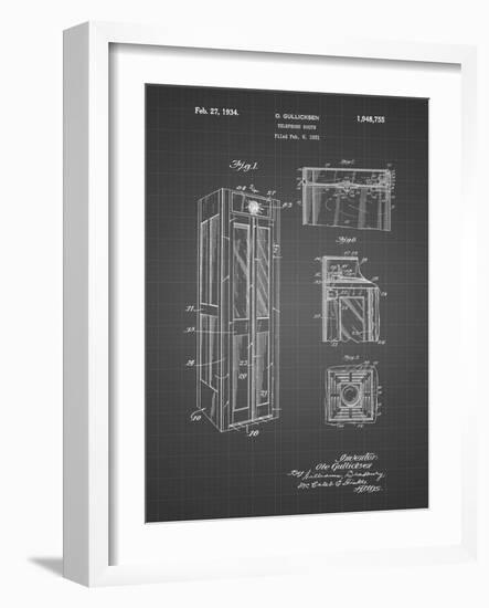 PP1088-Black Grid Telephone Booth Patent Poster-Cole Borders-Framed Giclee Print