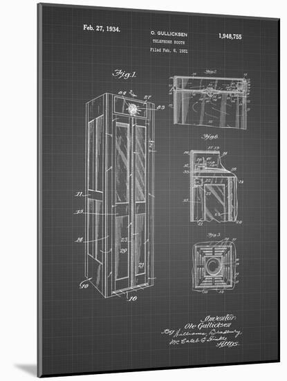 PP1088-Black Grid Telephone Booth Patent Poster-Cole Borders-Mounted Giclee Print