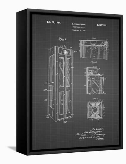 PP1088-Black Grid Telephone Booth Patent Poster-Cole Borders-Framed Premier Image Canvas